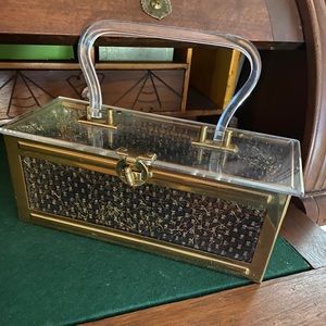 Vintage Dorset Rex Lucite Handbag w/ Gold Threads
